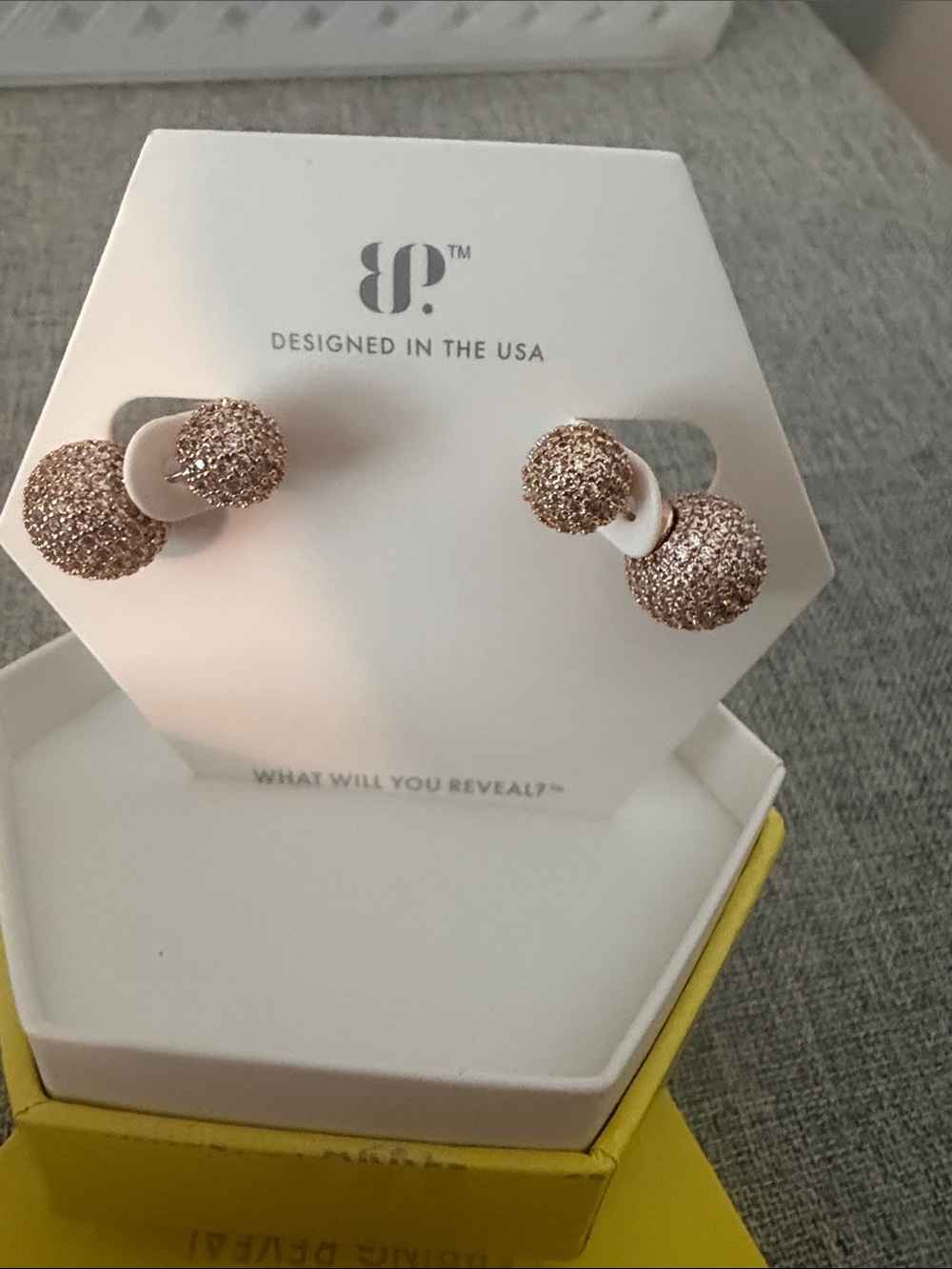 bp Rose Gold Double-Sided Glitter Ball Stud Earrings
